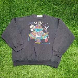 Vintage Native-American Sweatshirt Womens 2XL 26x26 Boxy